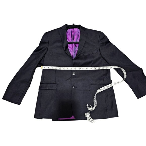 Boys Black Blazer Jacket With Purple Lining By Arte Italiana Size 14H 3 Button C - Picture 11 of 11